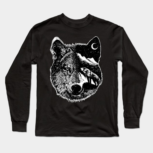 Night wolf Long Sleeve T-Shirt by barmalisiRTB